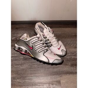 Nike Shox NZ White Metallic Silver Pink Womens Running Shoes 366571-161 Size 8.5